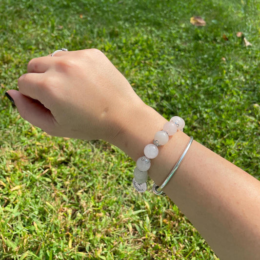 Rose Quartz Zodiac - Natural 12 mm Gemstone Bracelet