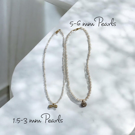 Customizable Freshwater Pearl Necklace with 18k Gold-Plated Charm – Dainty, Elegant, Handmade Jewelry