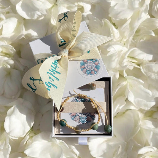 Adjustable Shamballa-Style Jasper Bead Bracelet – 10mm Healing Gemstone with Beige Nylon Cord