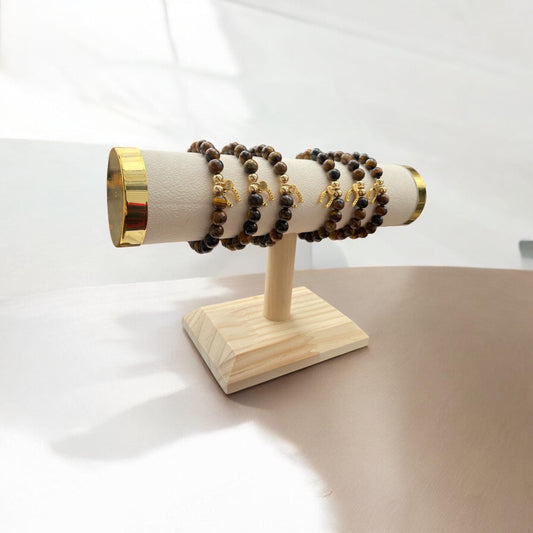 Tiger’s Eye Bracelet with Horseshoe Charm – Protection, Luck, and Strength Jewelry