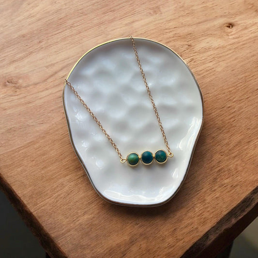 Gold Tiger’s Eye Necklace – Dainty Gemstone Bar Necklace, Minimalist Healing Crystal Jewelry