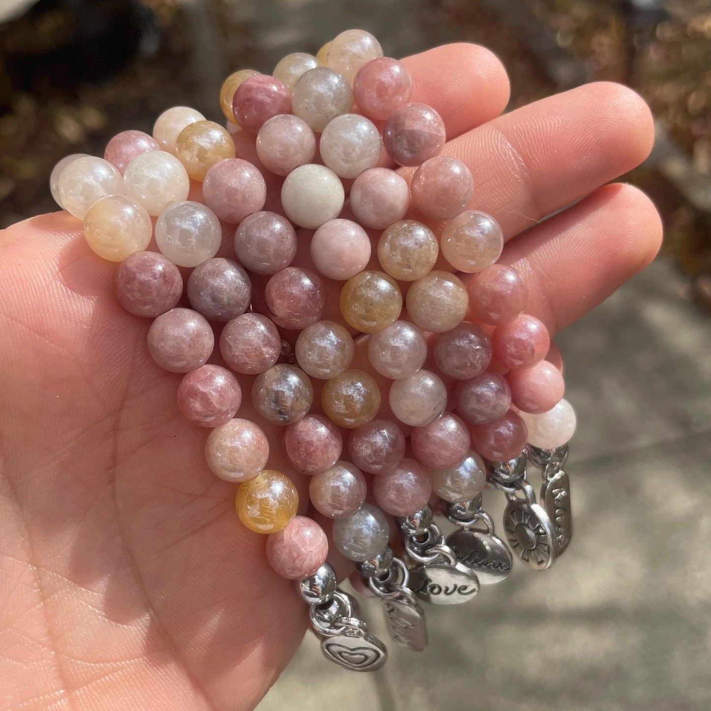 Sparkle Sunstone Bracelet with Silver Charms