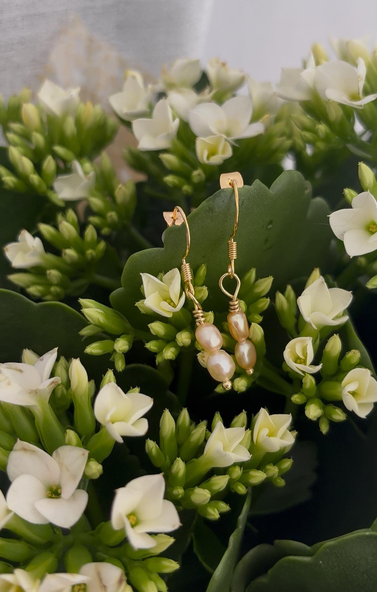 Fresh Wate Pearl Earrings, 18k Gold Plated, Fish Hook Earring, Handcrafted Pearl Jewelry, Pearl dangle Earring, Elegant, Timeless, Natural