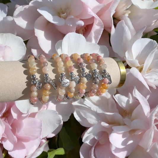 Sparkle Sunstone Bracelet with Silver Charms