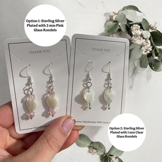 Shell Heart Dangle Earrings, 18k Gold Plated or Sterling Silver Plated, Valentine’s Gift for Her