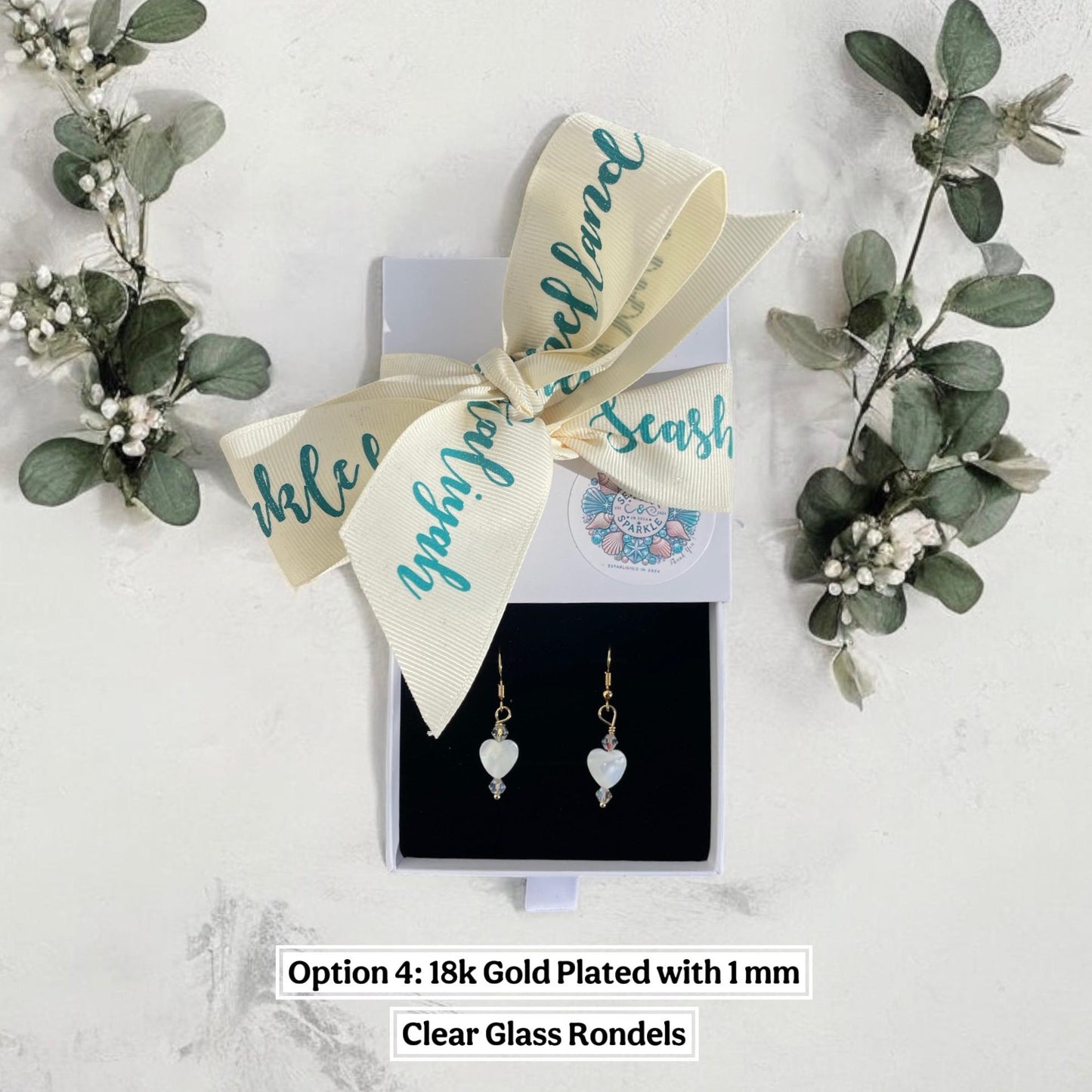 Shell Heart Dangle Earrings, 18k Gold Plated or Sterling Silver Plated, Valentine’s Gift for Her