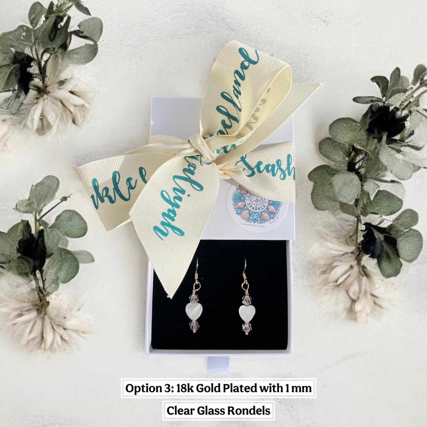Shell Heart Dangle Earrings, 18k Gold Plated or Sterling Silver Plated, Valentine’s Gift for Her