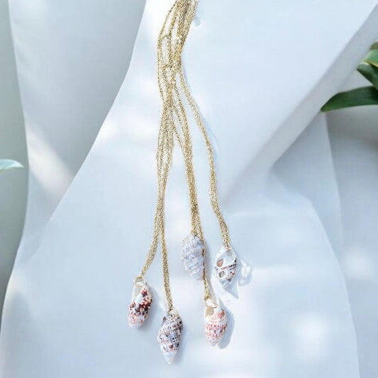 Handpicked Seashell Pendant Necklace – Natural Shell on 24” Stainless Steel Chain