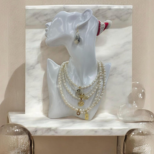 Customizable Freshwater Pearl Necklace with 18k Gold-Plated Charm – Dainty, Elegant, Handmade Jewelry